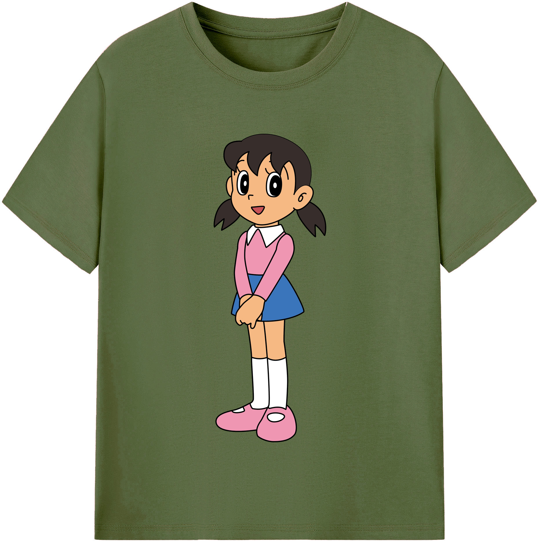 （画像用） ドラえもん みなもと しずか Doraemon Shizuka Minamoto 綿100％半袖Tシャツ（フロントプリント）